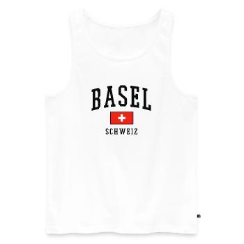 Basel Schweiz Flagge - Männer Premium Bio Tank Top - Weiß - Vorne - AI Model Male 178 light (178cm)