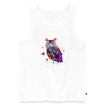 Hibou aquarelle - Débardeur bio Premium Homme - blanc - Devant - Michal (187cm)
