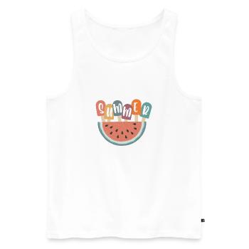 Summer - Men's Premium Organic Tank Top - white - Front - Michal (187cm)