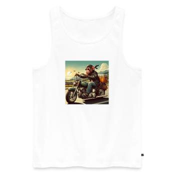 Monkey on motorbike - Men's Premium Organic Tank Top - white - Front - AI Model Male 178 light (178cm)