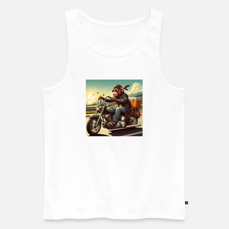 Affe auf Motorrad - Männer Premium Bio Tank Top - Weiß