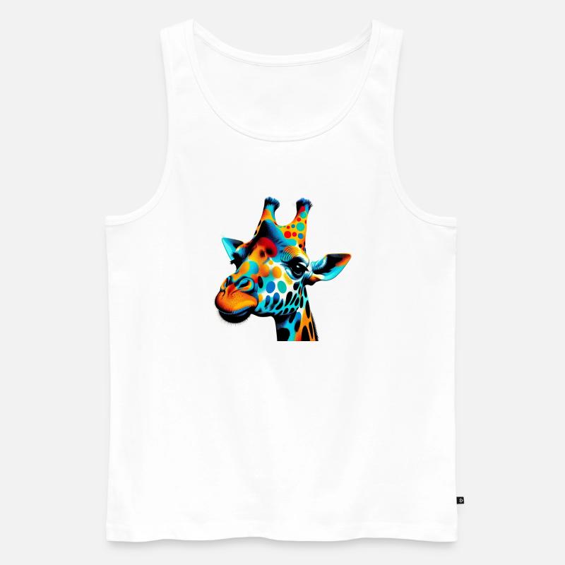 Giraffe Pop Art - Männer Premium Bio Tank Top - Weiß