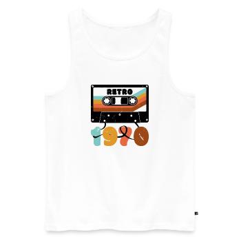 1970 Retro Musikkassette - Männer Premium Bio Tank Top - Weiß - Vorne - Michal (187cm)
