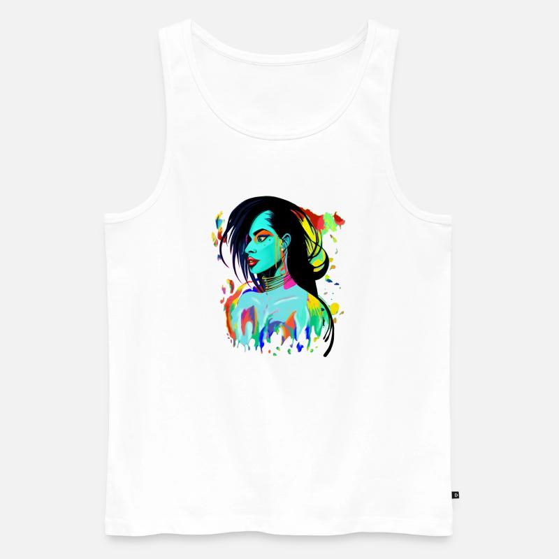 Neon Porträt Farbexplosion - Männer Premium Bio Tank Top - Weiß