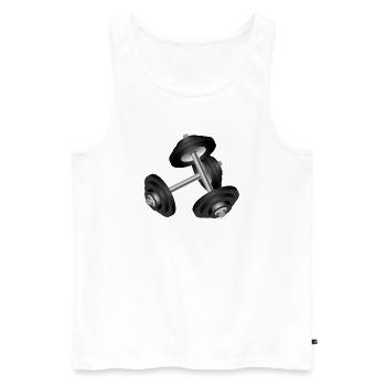 Hantel Motiv für Fitness- und Gym-Begeisterte - Männer Premium Bio Tank Top - Weiß - Vorne - Michal (187cm)