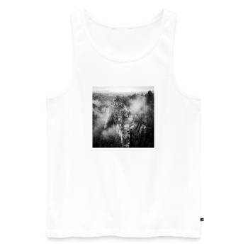 Basteibrücke Sächsische Schweiz Nebel Poster - Männer Premium Bio Tank Top - Weiß - Vorne - AI Model Male 178 light (178cm)