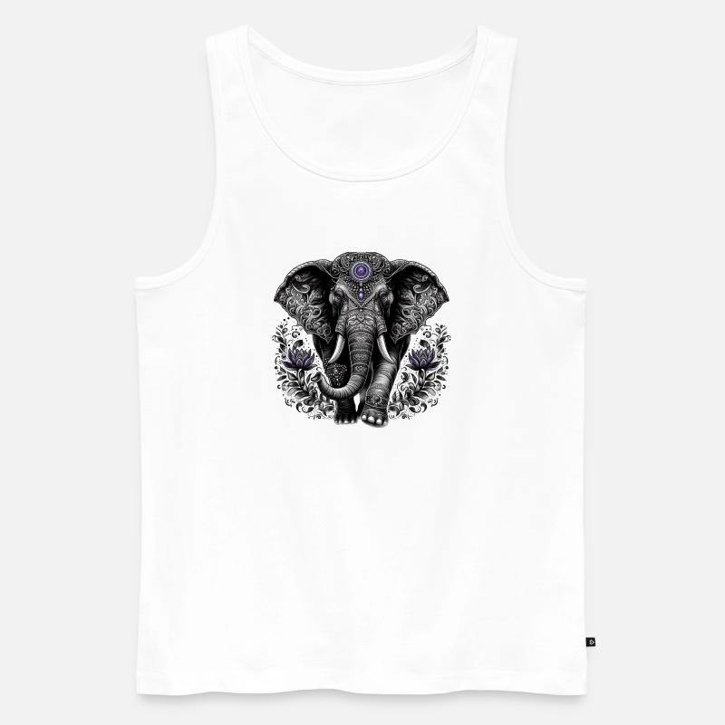Elefant mit Kopfschmuck - Männer Premium Bio Tank Top - Weiß