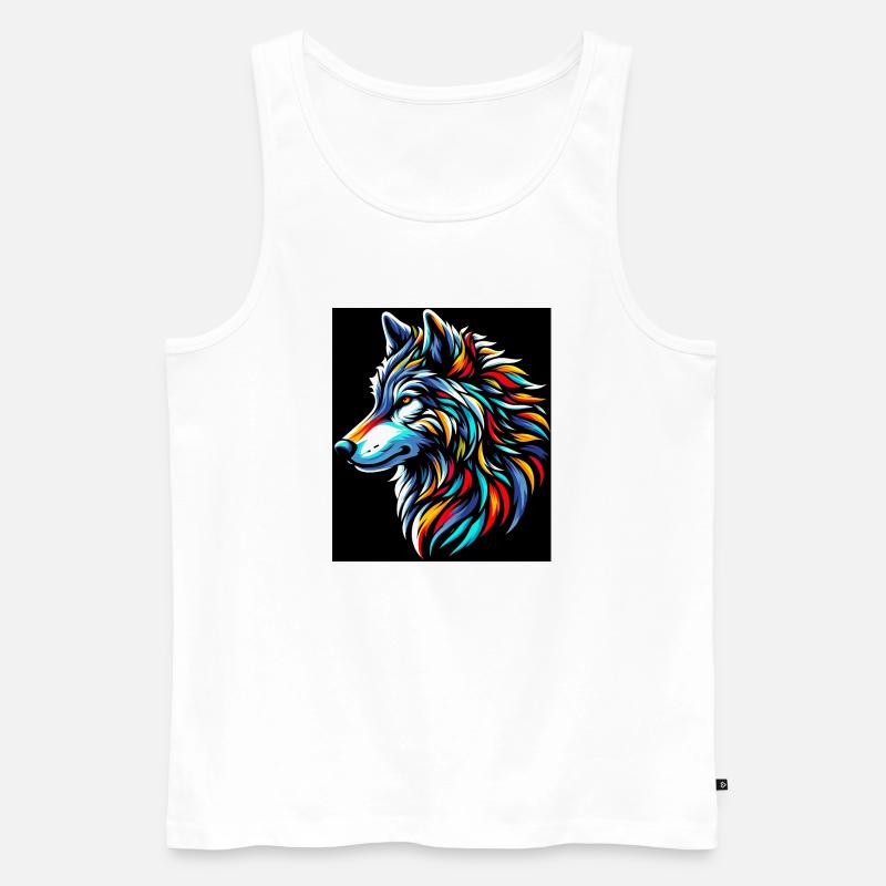 Wolf - Männer Premium Bio Tank Top - Weiß
