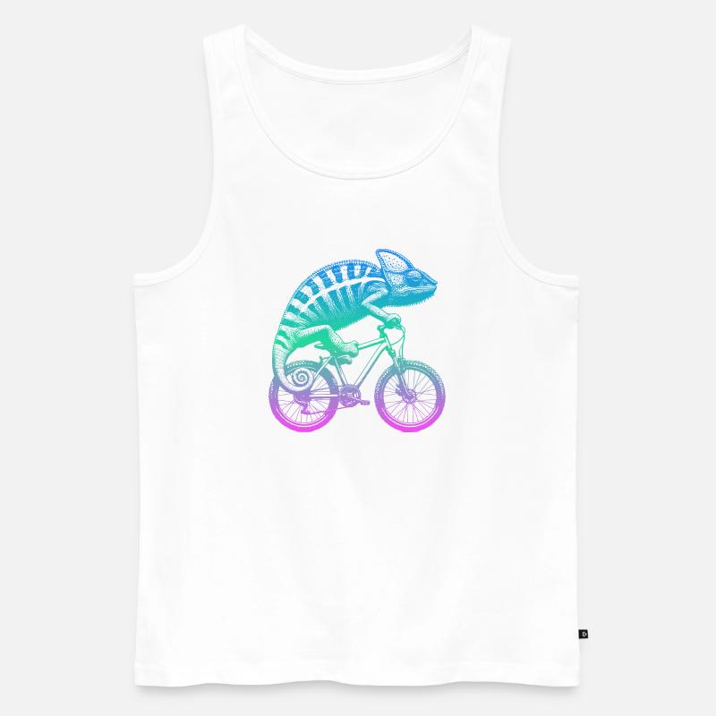 Radfahrendes Chamäleon - Männer Premium Bio Tank Top - Weiß