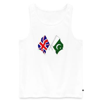 Flag of England and flag of Pakistan - Men's Premium Organic Tank Top - white - Front - AI Model Male 178 light (178cm)