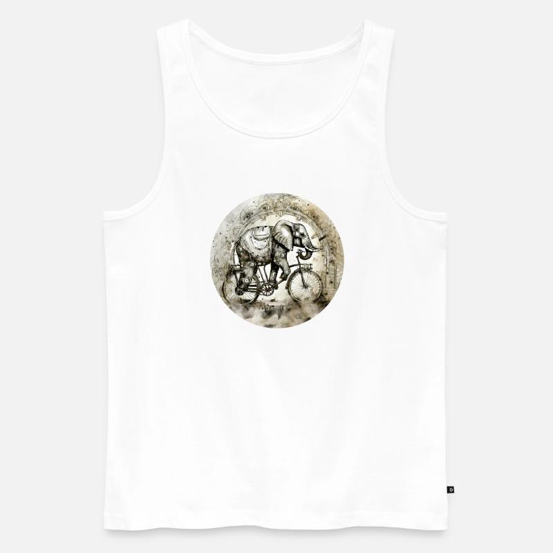 Indischer Elefant auf dem Rad - Männer Premium Bio Tank Top - Weiß