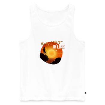 Die besten Dinge im Leben – Sonnenuntergang - Männer Premium Bio Tank Top - Weiß - Vorne - Michal (187cm)