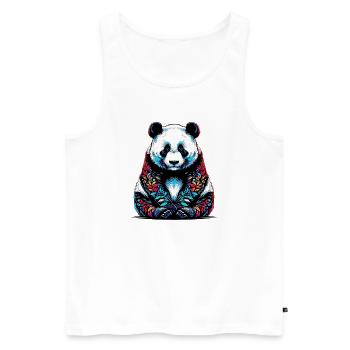 Panda - Männer Premium Bio Tank Top - Weiß - Vorne - Michal (187cm)