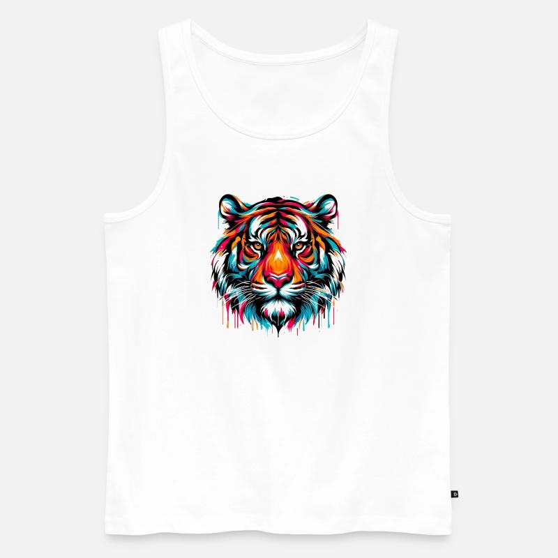 Tiger - Männer Premium Bio Tank Top - Weiß