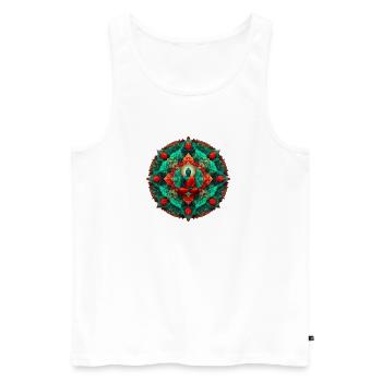 Bouddha Mandala sarcelle - Débardeur bio Premium Homme - blanc - Devant - AI Model Male 178 light (178cm)