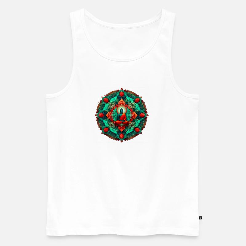 Mandala-Buddha-Türkis - Männer Premium Bio Tank Top - Weiß