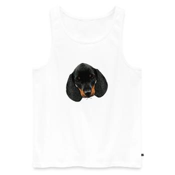 Hunde mädchen, Dackel welpe Kopf - Männer Premium Bio Tank Top - Weiß - Vorne - Michal (187cm)