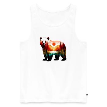 Geschmückter Bär mit Waldlandschaft bemalt - Männer Premium Bio Tank Top - Weiß - Vorne - AI Model Male 178 light (178cm)