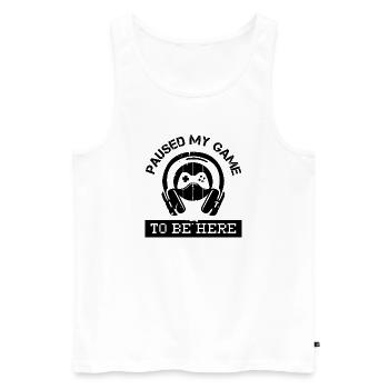 paused my game to be here sayings gaming icon - Men's Premium Organic Tank Top - white - Front - AI Model Male 178 light (178cm)