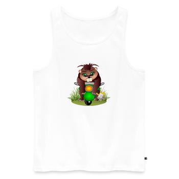 BEAVER CARTOON - ELECTRIC POWER TWO-WHEELER - Mobility - Men's Premium Organic Tank Top - white - Front - AI Model Male 178 light (178cm)