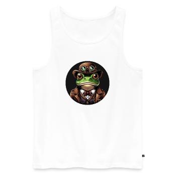 Frog in Steampunk Outfit - Men's Premium Organic Tank Top - white - Front - AI Model Male 178 light (178cm)