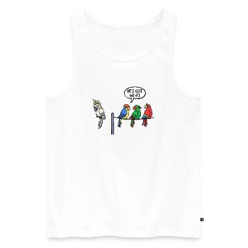Papagei Statement Dschungel Tier Vögel Zoo - Männer Premium Bio Tank Top - Weiß - Vorne - AI Model Male 178 light (178cm)