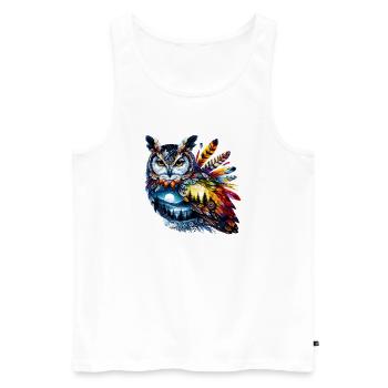 Eule - Männer Premium Bio Tank Top - Weiß - Vorne - Michal (187cm)