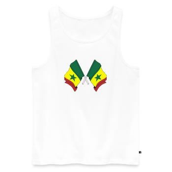 Deux drapeaux croisés du Sénégal - Débardeur bio Premium Homme - blanc - Devant - AI Model Male 178 light (178cm)