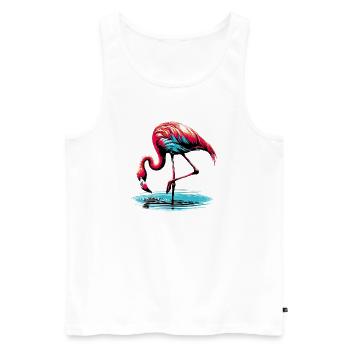 Rosa Flamingo - Männer Premium Bio Tank Top - Weiß - Vorne - AI Model Male 178 light (178cm)