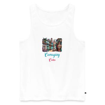 Design de vacances à Camagüey à Cuba - Débardeur bio Premium Homme - blanc - Devant - Michal (187cm)