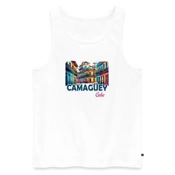 Camagüey, Cuba, Caraïbes, Design - Débardeur bio Premium Homme - blanc - Devant - Michal (187cm)