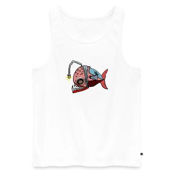 Fischkollage mit Lampenblick Anglerfisch - Männer Premium Bio Tank Top - Weiß - Vorne - Michal (187cm)