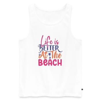 Life is Better at the Beach - Men's Premium Organic Tank Top - white - Front - Michal (187cm)