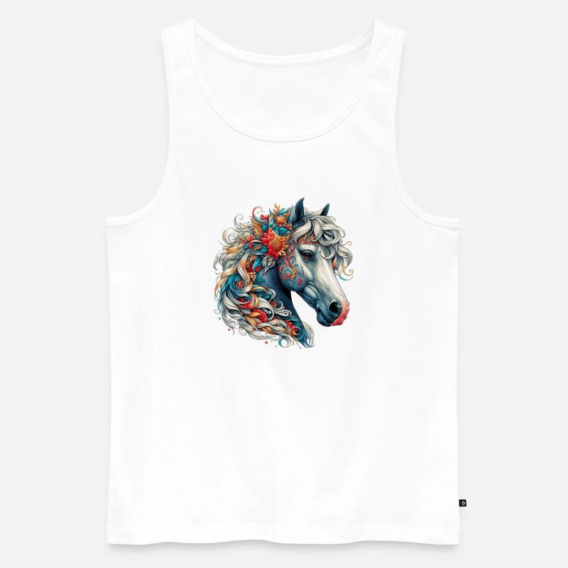 Pferd - Männer Premium Bio Tank Top - Weiß