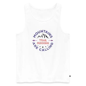Trailrunning - Berge rufen - Männer Premium Bio Tank Top - Weiß - Vorne - Michal (187cm)