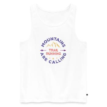 Trail Running - Mountains Are Calling - Men's Premium Organic Tank Top - white - Front - AI Model Male 178 light (178cm)