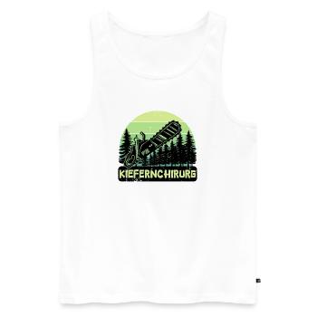 Bûcheron déclaration bois scie arbre boiseries - Débardeur bio Premium Homme - blanc - Devant - Michal (187cm)