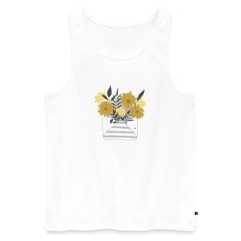A small floral greeting by post in an envelope - Men's Premium Organic Tank Top - white - Front - AI Model Male 178 light (178cm)