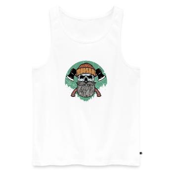 Lumberjack Axe Woodwork Wood Firewood Solid Meter - Men's Premium Organic Tank Top - white - Front - AI Model Male 178 light (178cm)