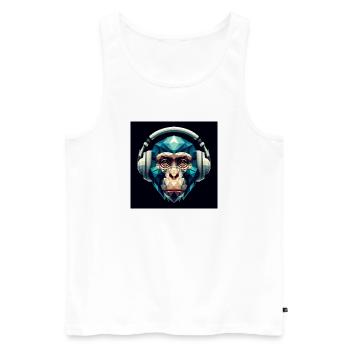 Ein Affe mit Kopfhörer im Polygon-Stil - Männer Premium Bio Tank Top - Weiß - Vorne - AI Model Male 178 light (178cm)
