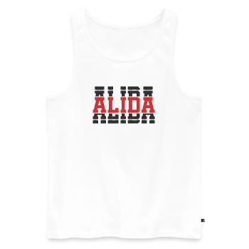 Alida T-Shirt T-Shirt Geschenkidee gestapelter Text - Männer Premium Bio Tank Top - Weiß - Vorne - Michal (187cm)