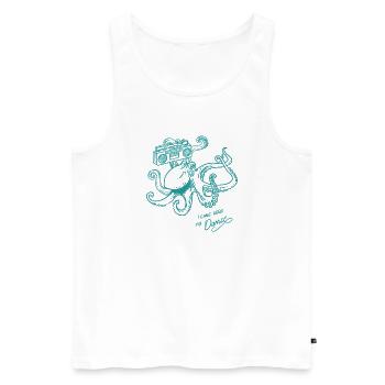 Poulpe dansant rétro vintage groovy ligne graphique - Débardeur bio Premium Homme - blanc - Devant - Michal (187cm)