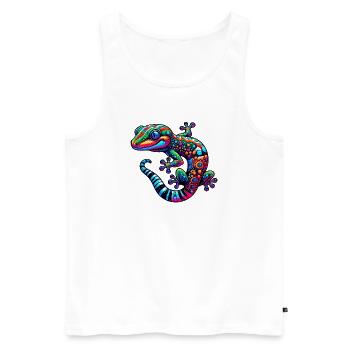 Gecko - Männer Premium Bio Tank Top - Weiß - Vorne - Michal (187cm)