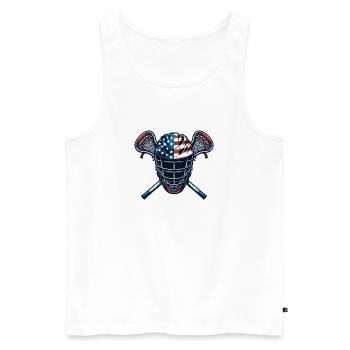 Lacrosse USA Flaggen Sport Helm - Männer Premium Bio Tank Top - Weiß - Vorne - Michal (187cm)