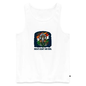 Éléphant indien avec drapeau national - Débardeur bio Premium Homme - blanc - Devant - AI Model Male 178 light (178cm)