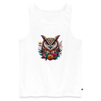 Eule - Männer Premium Bio Tank Top - Weiß - Vorne - Michal (187cm)