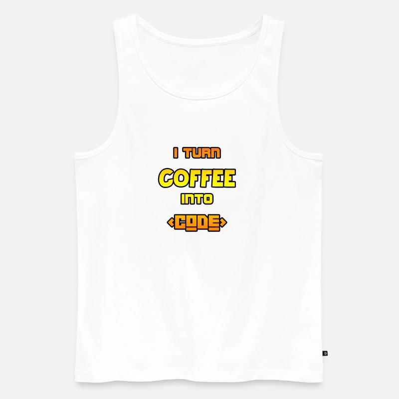 I turn coffee into code - Men's Premium Organic Tank Top - white