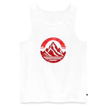 Vintage Roter Berg - Männer Premium Bio Tank Top - Weiß - Vorne - Michal (187cm)