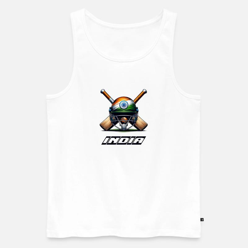 Indien Elefanten Cricket Helm Design - Männer Premium Bio Tank Top - Weiß