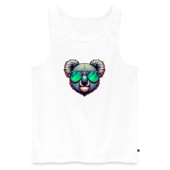 Koala with green sunglasses - Men's Premium Organic Tank Top - white - Front - AI Model Male 178 light (178cm)